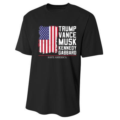 Trump Vance Musk Kennedy Gabbard 2024 Save America Performance Sprint T-Shirt