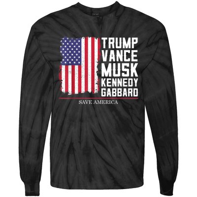 Trump Vance Musk Kennedy Gabbard 2024 Save America Tie-Dye Long Sleeve Shirt