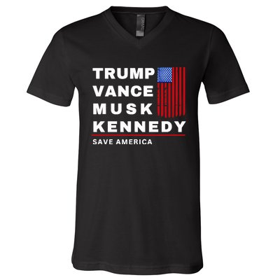 Trump Vance Musk Kennedy Save America V-Neck T-Shirt