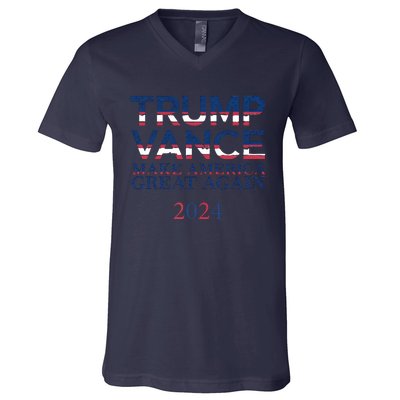 Trump Vance Make America Great Again 2024 Pro Trump Support Maga Trump Us Flag V-Neck T-Shirt