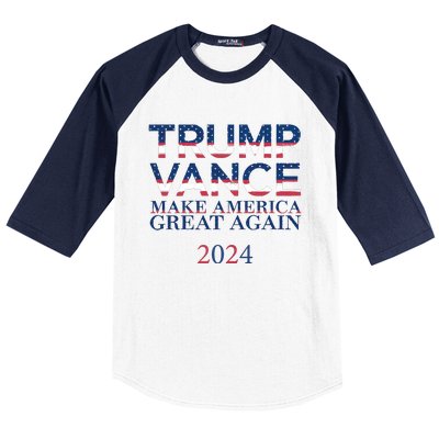 Trump Vance Make America Great Again 2024 Pro Trump Support Maga Trump Us Flag Baseball Sleeve Shirt