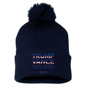 Trump Vance Make America Great Again 2024 Pro Trump Support Maga Trump Us Flag Pom Pom 12in Knit Beanie