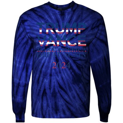 Trump Vance Make America Great Again 2024 Pro Trump Support Maga Trump Us Flag Tie-Dye Long Sleeve Shirt