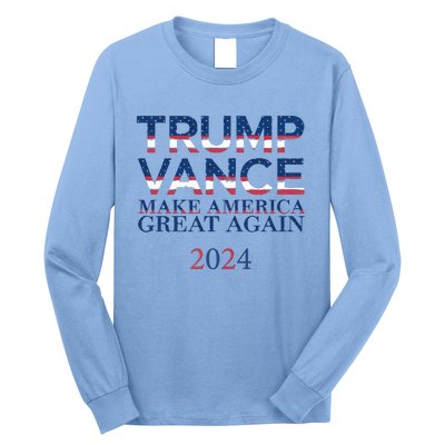 Trump Vance Make America Great Again 2024 Pro Trump Support Maga Trump Us Flag Long Sleeve Shirt