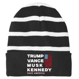 Trump Vance Musk Kennedy Save America 2024 Striped Beanie with Solid Band