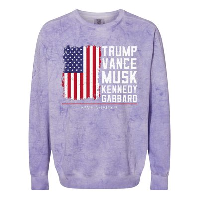 Trump Vance Musk Kennedy Gabbard 2024 Save America Colorblast Crewneck Sweatshirt