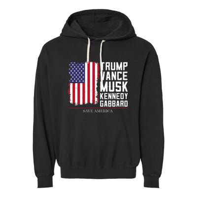 Trump Vance Musk Kennedy Gabbard 2024 Save America Garment-Dyed Fleece Hoodie