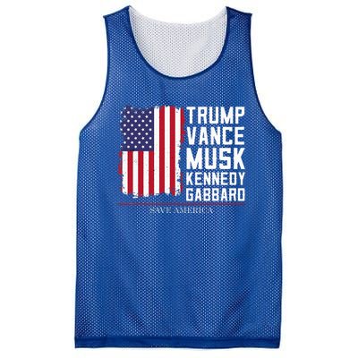 Trump Vance Musk Kennedy Gabbard 2024 Save America Mesh Reversible Basketball Jersey Tank