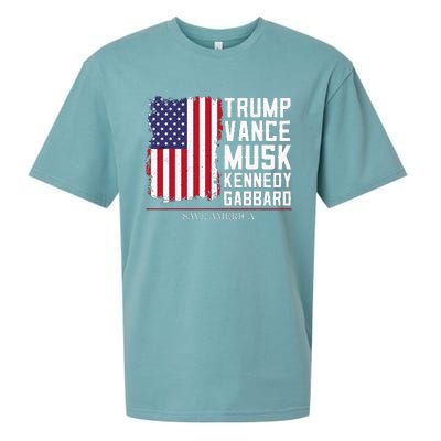 Trump Vance Musk Kennedy Gabbard 2024 Save America Sueded Cloud Jersey T-Shirt