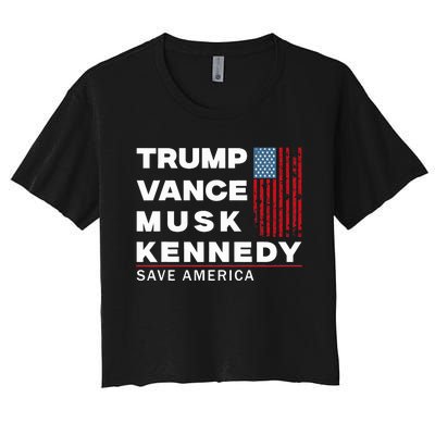 Trump Vance Musk Kennedy Save America 2024 Women's Crop Top Tee