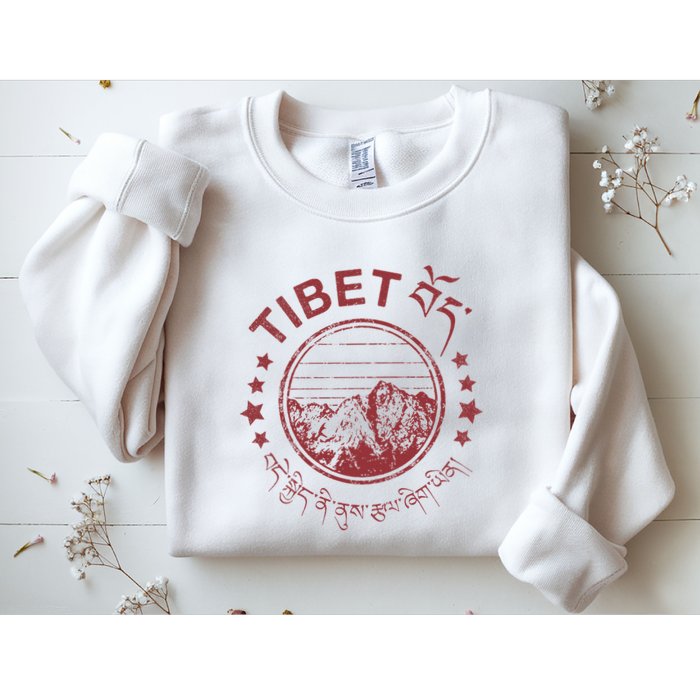 Tibet Vintage Mountains Tibetan Script Sweatshirt