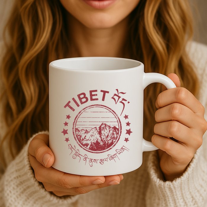 Tibet Vintage Mountains Tibetan Script Mug