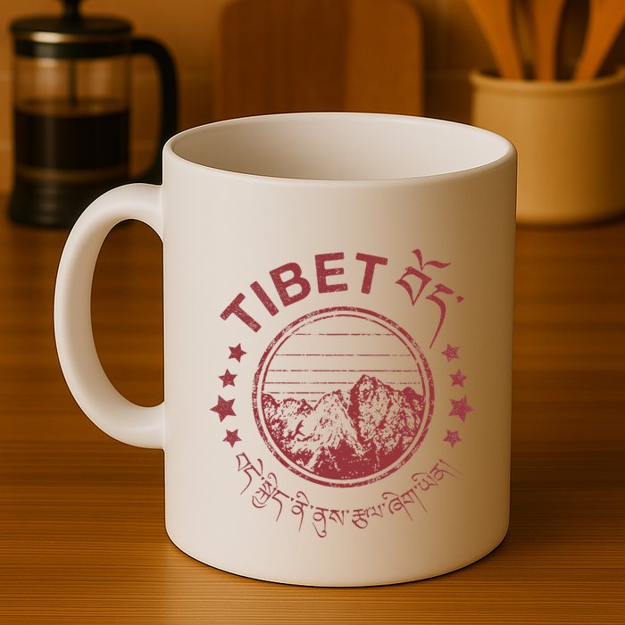 Tibet Vintage Mountains Tibetan Script Mug