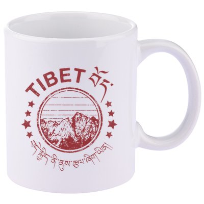 Tibet Vintage Mountains Tibetan Script 11oz C Handle Ceramic Mug