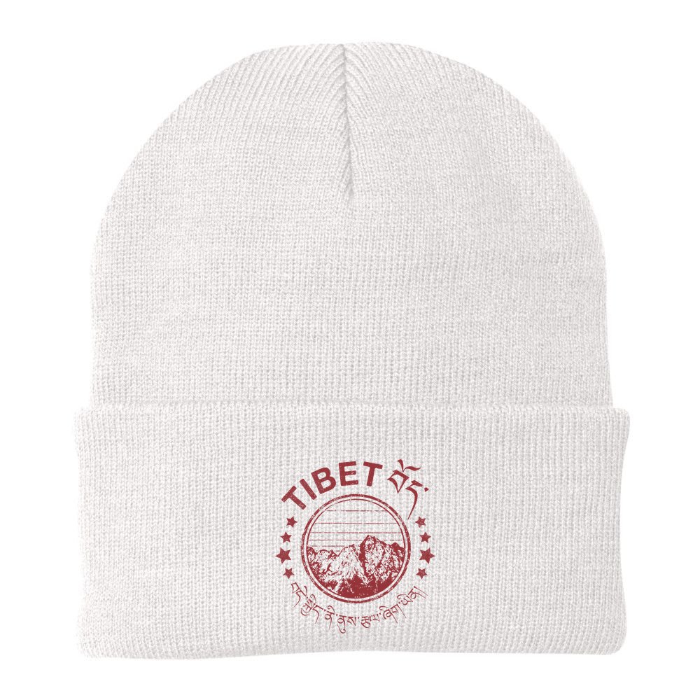 Tibet Vintage Mountains Tibetan Script Beanie