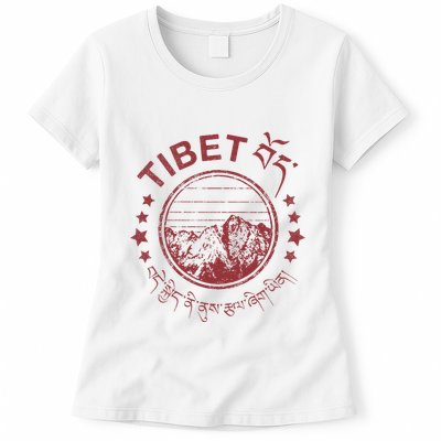 Tibet Vintage Mountains Tibetan Script Womens T-Shirt