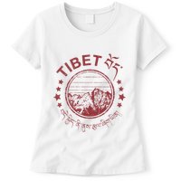 Tibet Vintage Mountains Tibetan Script Womens T-Shirt