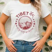Tibet Vintage Mountains Tibetan Script Womens T-Shirt