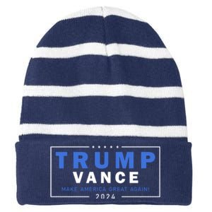 Trump Vance Make America Great Again 2024 Usa Striped Beanie with Solid Band