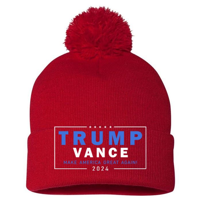 Trump Vance Make America Great Again 2024 Usa Pom Pom 12in Knit Beanie