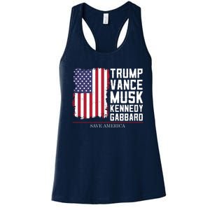 Trump Vance Musk Kennedy Gabbard 2024 Save America Women's Racerback Tank