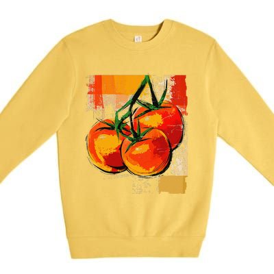 Tomato Vegetable Motif Art Tomato Premium Crewneck Sweatshirt