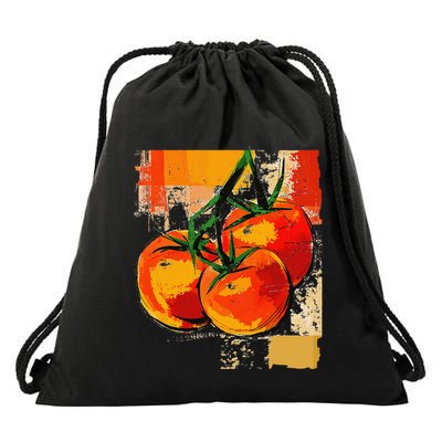 Tomato Vegetable Motif Art Tomato Drawstring Bag