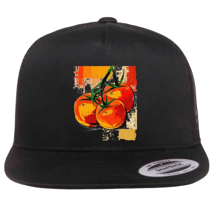 Tomato Vegetable Motif Art Tomato Flatbill Hat