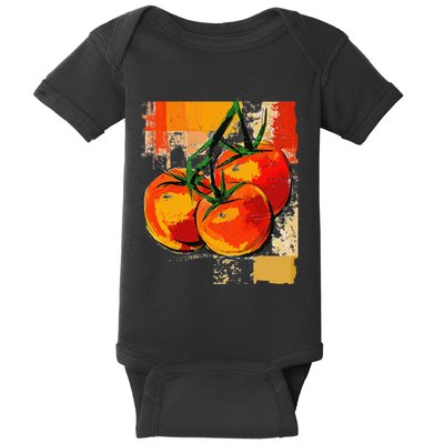 Tomato Vegetable Motif Art Tomato Baby Bodysuit