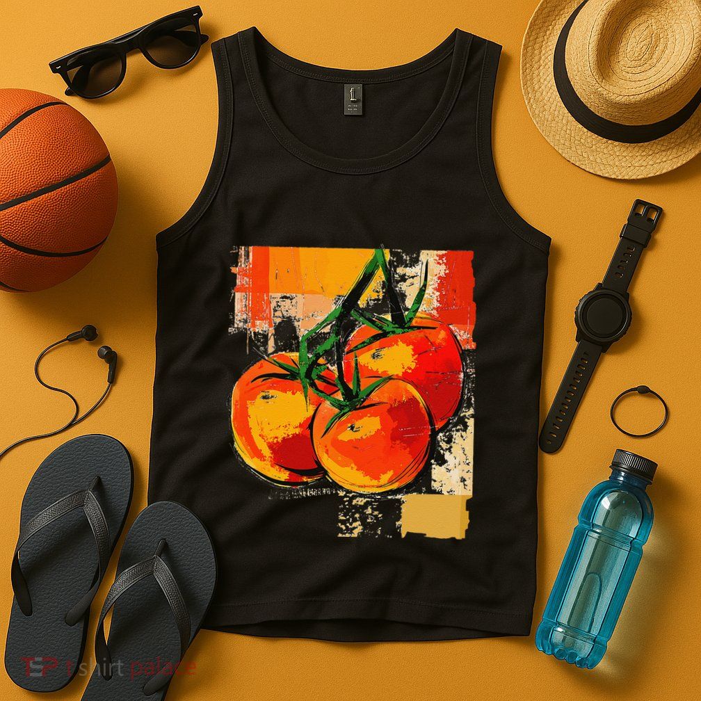 Tomato Vegetable Motif Art Tomato Tank Top