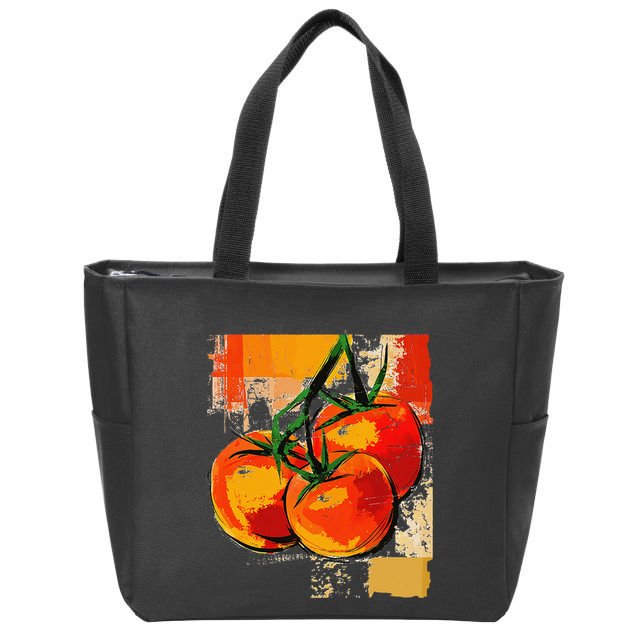 Tomato Vegetable Motif Art Tomato Zip Tote Bag