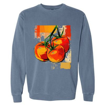 Tomato Vegetable Motif Art Tomato Garment-Dyed Sweatshirt