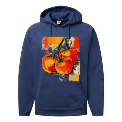 Tomato Vegetable Motif Art Tomato Performance Fleece Hoodie