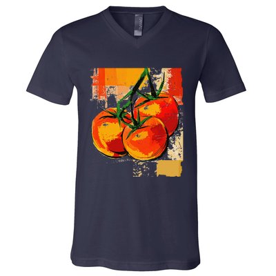 Tomato Vegetable Motif Art Tomato V-Neck T-Shirt