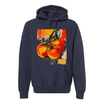 Tomato Vegetable Motif Art Tomato Premium Hoodie