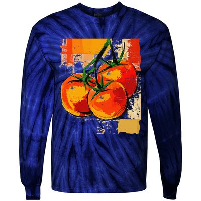 Tomato Vegetable Motif Art Tomato Tie-Dye Long Sleeve Shirt