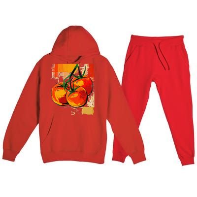 Tomato Vegetable Motif Art Tomato Premium Hooded Sweatsuit Set