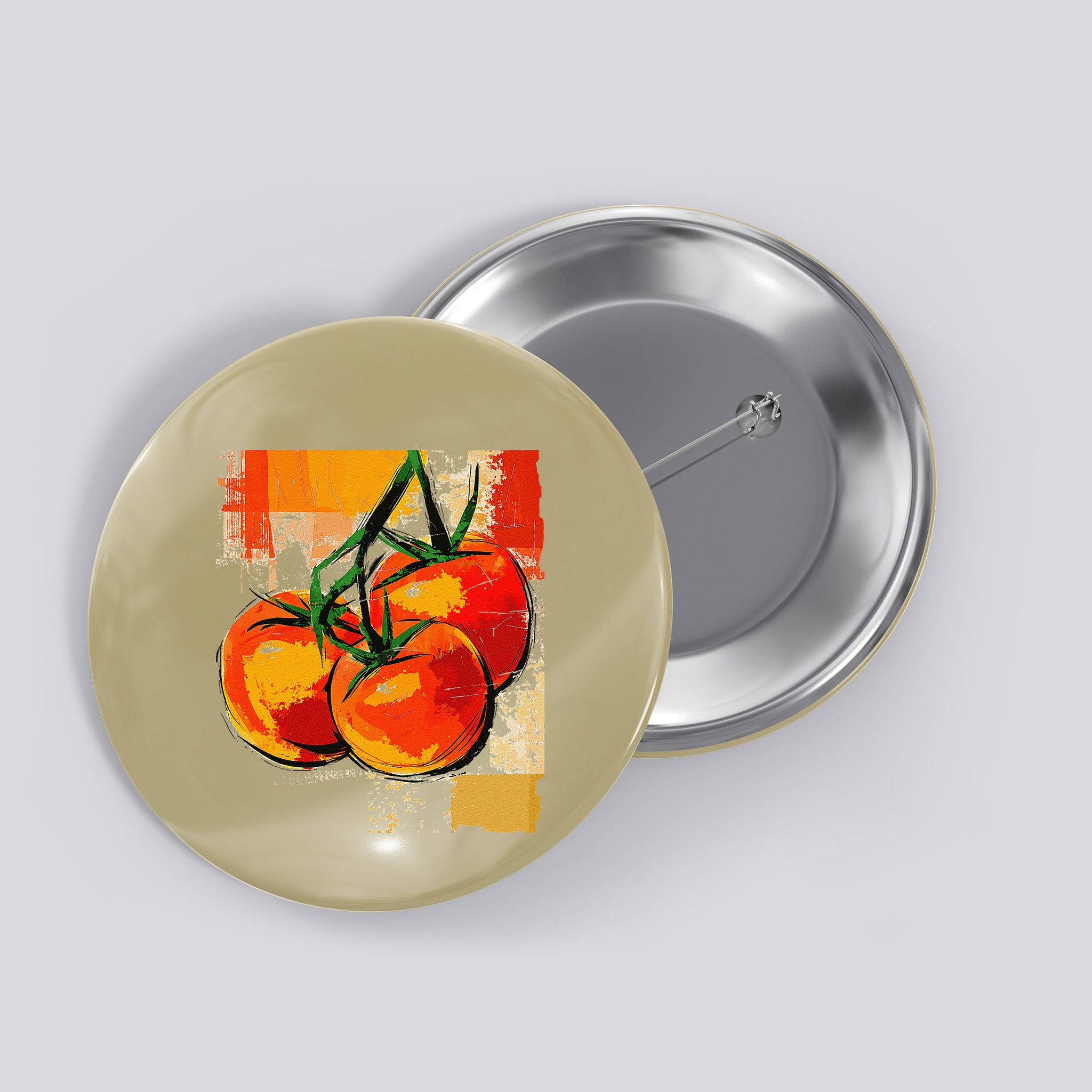 Tomato Vegetable Motif Art Tomato Button