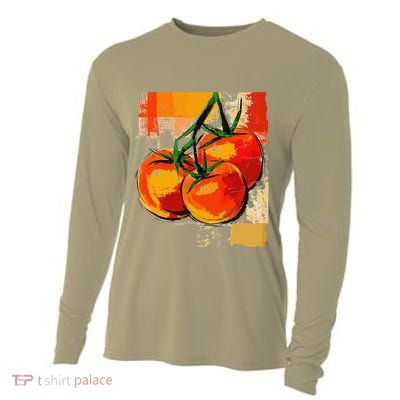 Tomato Vegetable Motif Art Tomato Cooling Performance Long Sleeve Crew