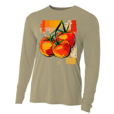 Tomato Vegetable Motif Art Tomato Cooling Performance Long Sleeve Crew