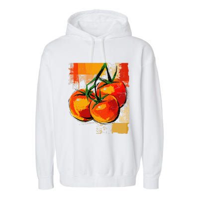 Tomato Vegetable Motif Art Tomato Garment-Dyed Fleece Hoodie