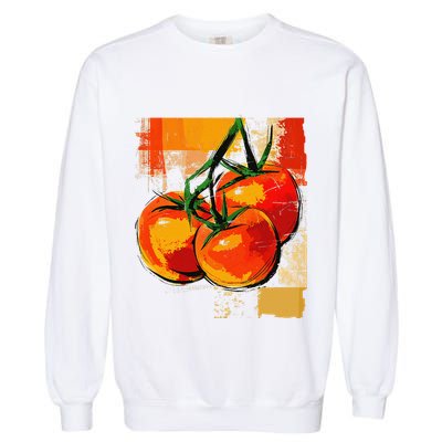Tomato Vegetable Motif Art Tomato Garment-Dyed Sweatshirt