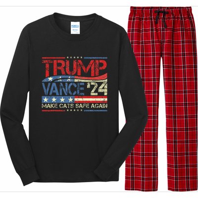 Trump Vance Make Cats Safe Again 2024 Save Our Pets Trump Long Sleeve Pajama Set