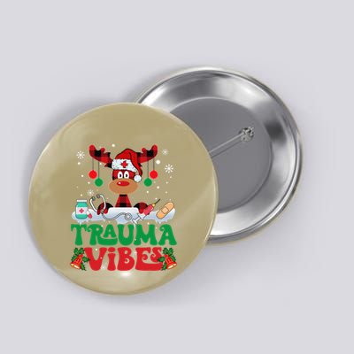 Trauma Vibes Nurse Reindeer Santa Stethoscope Christmas Button