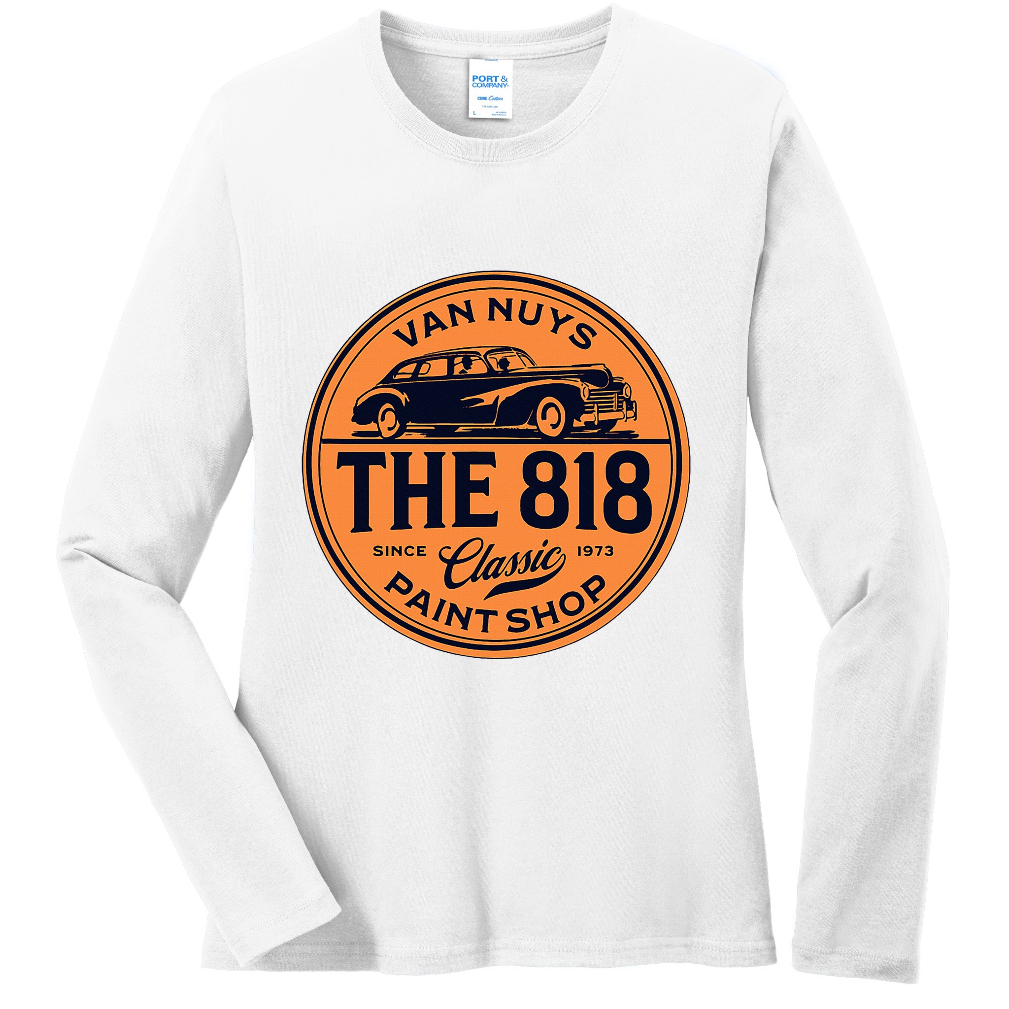 Throwback Van Nuys California San Fernando Valley Oldie Car Ladies Long Sleeve Shirt