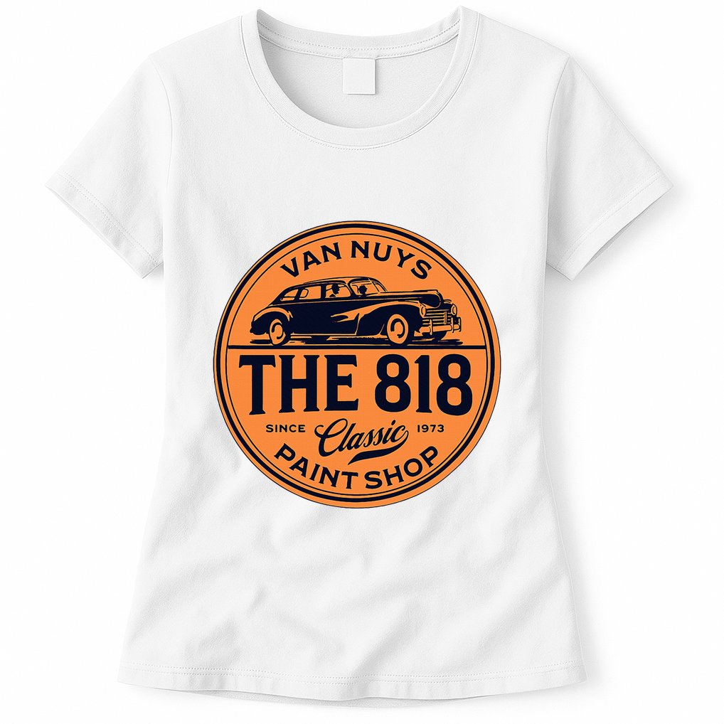 Throwback Van Nuys California San Fernando Valley Oldie Car Womens T-Shirt