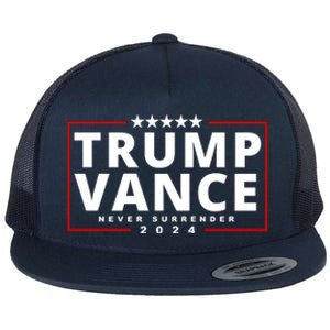 Trump Vance Never Surrender 2024 Politcal Flat Bill Trucker Hat