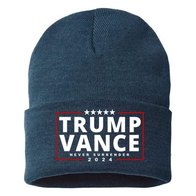 Trump Vance Never Surrender 2024 Politcal Sustainable Knit Beanie