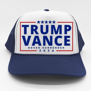 Trump Vance Never Surrender 2024 Politcal Trucker Hat