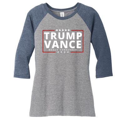 Trump Vance Never Surrender 2024 Politcal Women's Tri-Blend 3/4-Sleeve Raglan Shirt